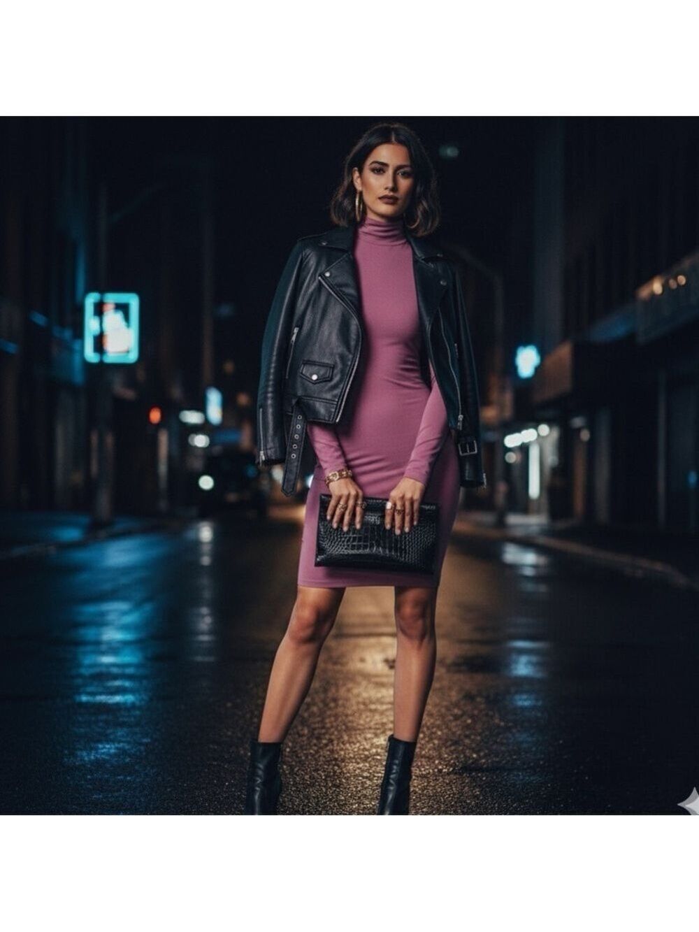 Susana Mónaco Bodycon Mock Neck Long Sleeve Dress